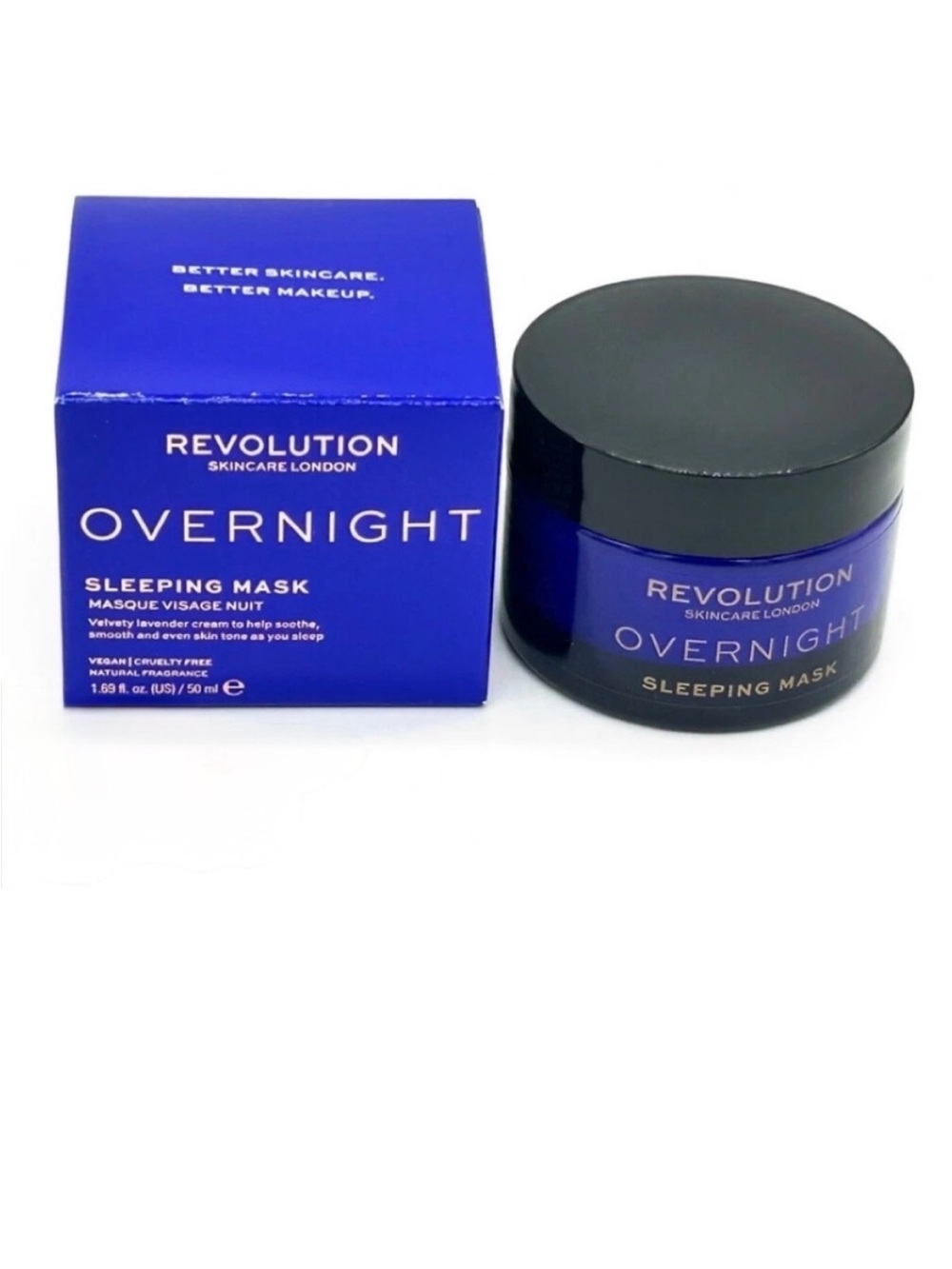 Revolution Overnight Sleeping Mask – Deep Blue Jar & Box